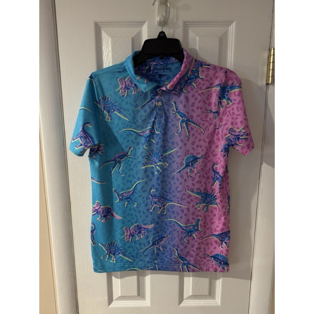 Chubbies The Dino Delight Performance Polo Youth Boy’s L Preppy Surfer Beach - Picture 4 of 7